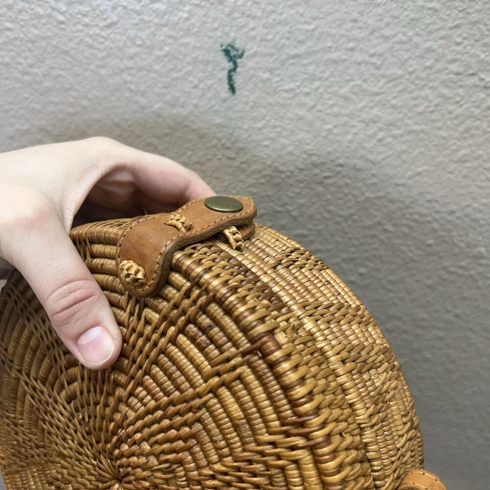 Round Rattan Straw Bag Wicker Purse Boho‎ Bag for Women Cross Body Cottagecore - Picture 7 of 8